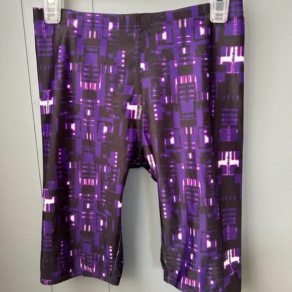 Purple Geometric Youth Competition Swim Shorts - Picture 1 of 3